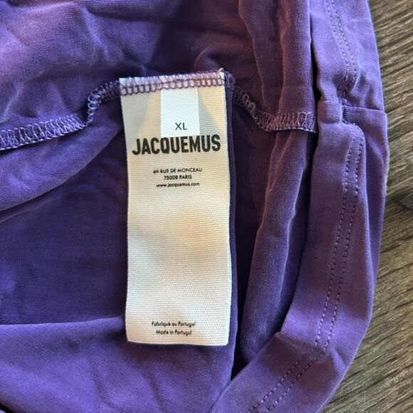 EUC Jacquemus La Robe Espelho Court Cupro Mini Dress Purple XL Cutout Bodycon - Picture 8 of 16